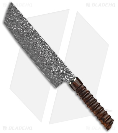 Xin Cutlery XinCraft 8" Damascus Nakiri Kitchen Knife Sculpted Olneya Tesota