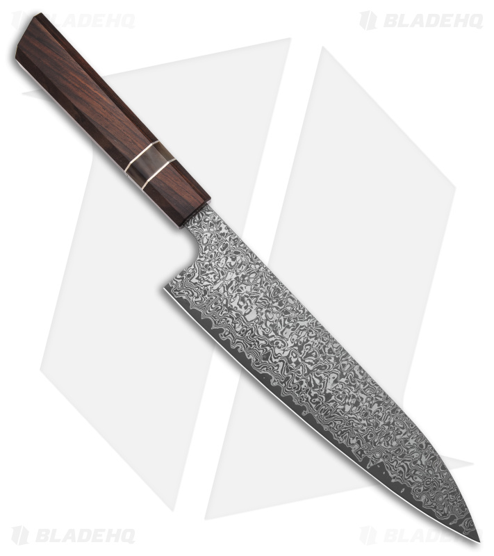 Xin Cutlery Octagonal 9" Chef's Knife Rosewood/Buffalo Horn Dam. Acid Etch