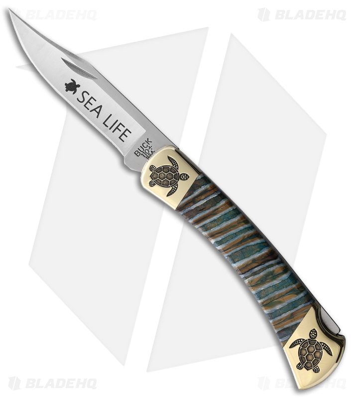 Yellowhorse Custom Buck 110 Sea Turtle Lockback Multi Mammoth (3.8" Satin)