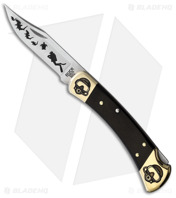 Yellowhorse Custom Buck 110 Lockback Scuba Knife (3.8" Satin)
