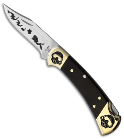 Yellowhorse Custom Buck 112 Scuba Lockback Knife Ebony Wood (3" Satin)