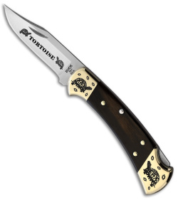 Yellowhorse Custom Buck 112 Torto Lockback Knife Ebony Wood (3" Satin)