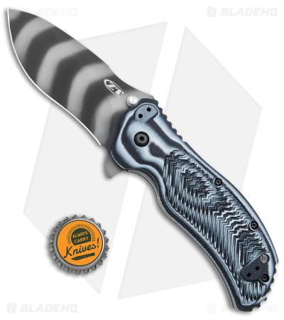Zero Tolerance 0350 Assisted Open Knife Blue/Black G-10 (3.25" Tiger Stripe) 