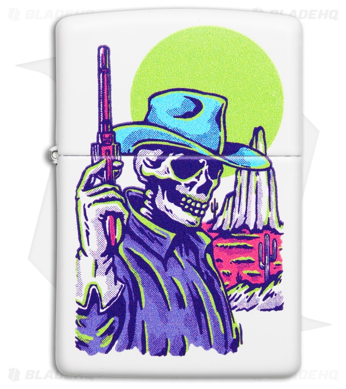 Zippo 214 Cowboy Skull Design Aluminum Lighter