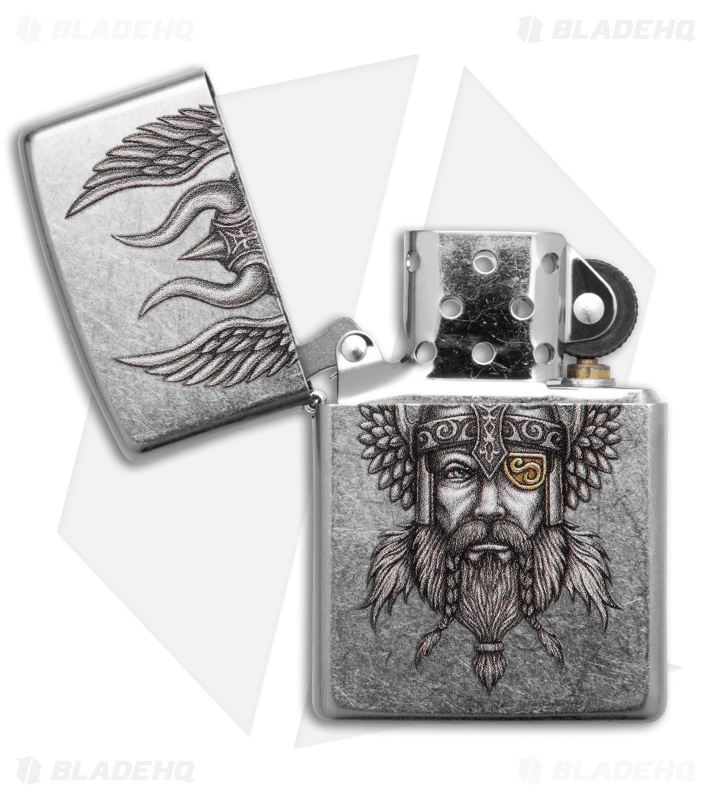 Zippo 207 Viking Warrior Chrome Aluminum Lighter - Blade HQ