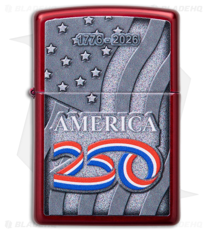 Zippo America 250th Anniversary Candy Apple Red Lighter - Blade HQ