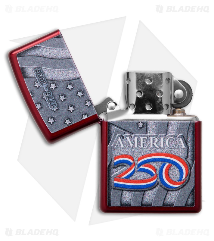 Zippo America 250th Anniversary Candy Apple Red Lighter - Blade HQ