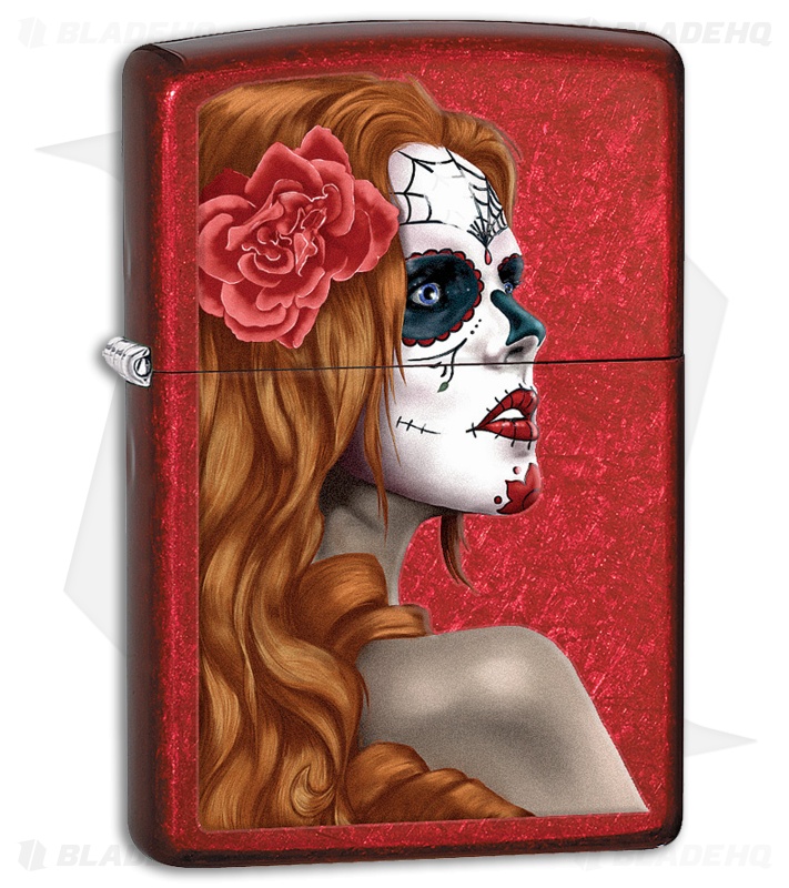 Zippo Lighter Day Of Dead Girl (Candy Apple Red) 28830