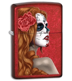 Zippo Lighter Day Of Dead Girl (Candy Apple Red) 28830