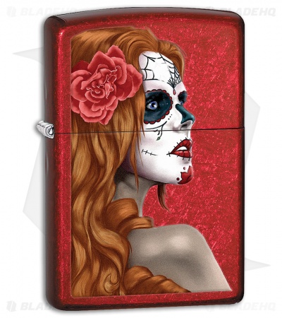 Zippo Lighter Day Of Dead Girl (Candy Apple Red) 28830