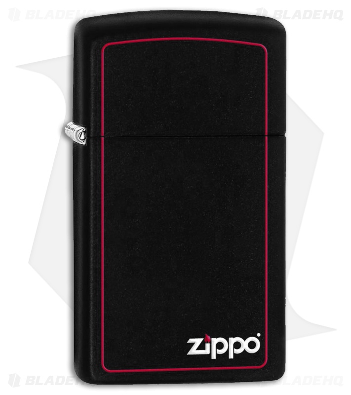 Zippo Lighter Slim Black Border (Black Matte) 1618ZB