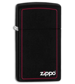 Zippo Lighter Slim Black Border (Black Matte) 1618ZB