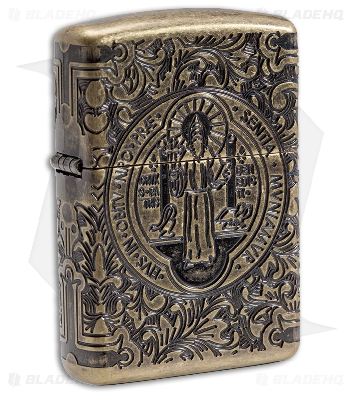 Zippo Lighter St. Benedict (Antique Brass) 29719