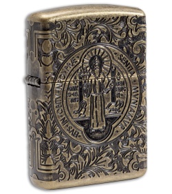 Zippo Lighter St. Benedict (Antique Brass) 29719
