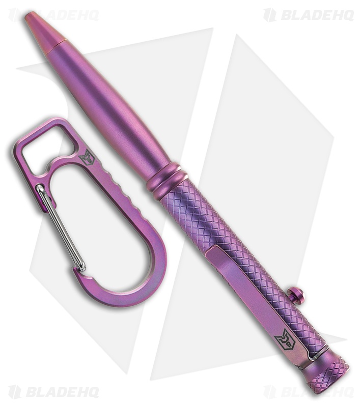 Bestechman Scribe Titanium Bolt Action Pen + Carabiner Purple BM16C