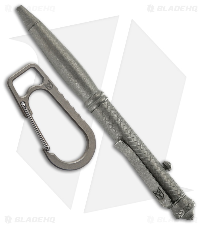 Bestechman Scribe Titanium Pen w/ Glass Breaker Gray + Carabiner Gray BM17A