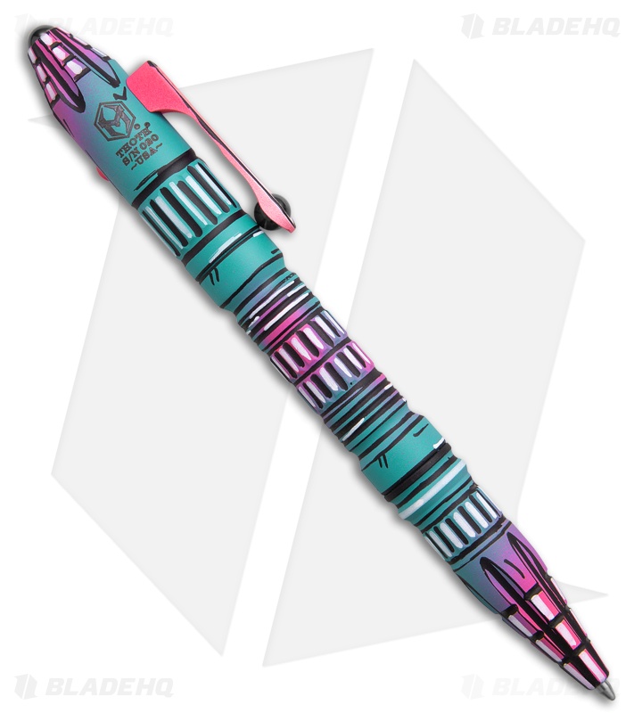 Heretic Knives Thoth Tactical Pen Miami Vice Cel Shade Aluminum/Titanium