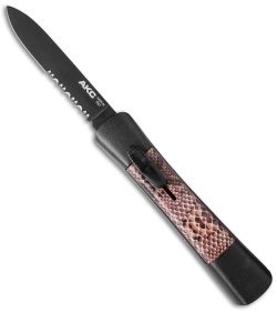 AKC Concord OTF Automatic Knife Snakeskin (3.25" Black Serr) 