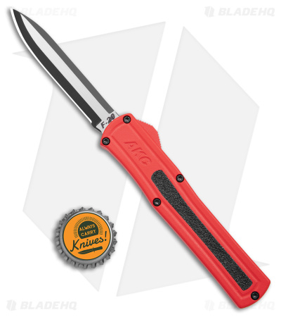 AKC F-20 D/A  OTF Automatic Knife Red Aluminum (3.6" Two Tone)