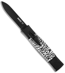 AKC Minion Concord OTF Automatic Knife Zebra (2.3" Black Flat Grind)