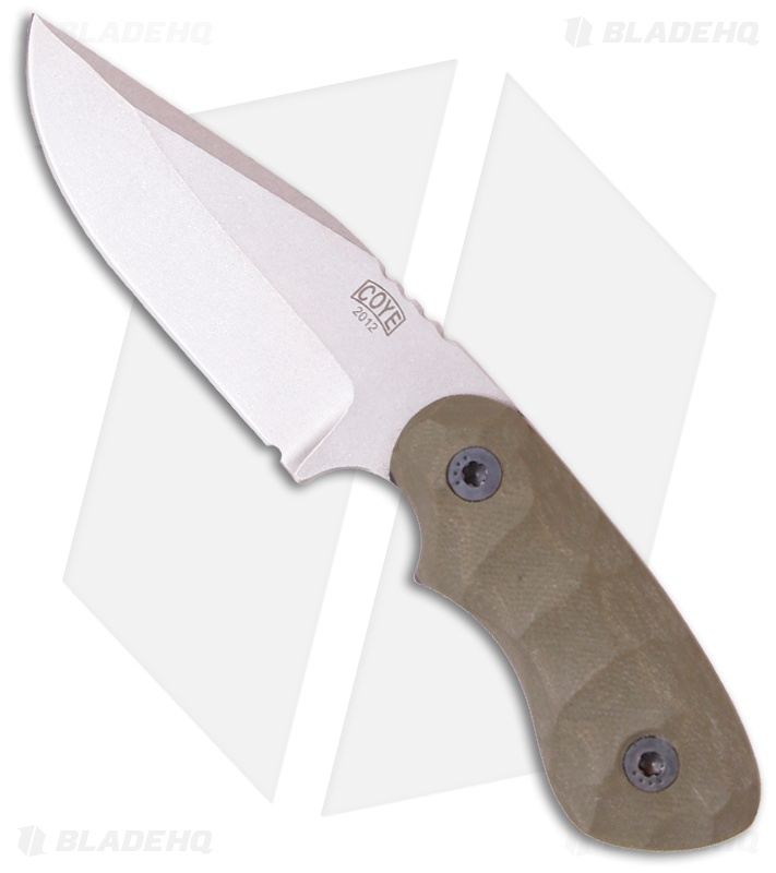 Bill Coye Ridgeback Custom Fixed Blade Knife OD Green G-10 (3.25" Stonewash)