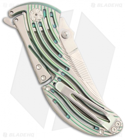 Brian Tighe Custom Medium Tighe Rod Folding Knife Gold/Green Ti (3.5" Satin)