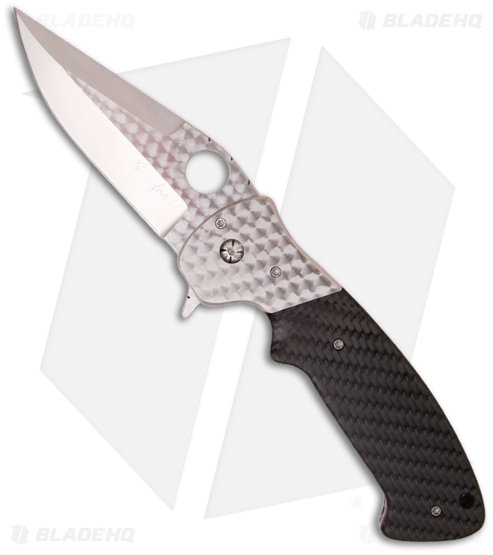 Crawford Custom Kasper Flipper Knife Carbon Fiber (3.875" Satin)