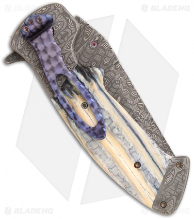 Custom Crawford Kasper Tooth Ache Flipper Folding Knife (3.875" Damascus)