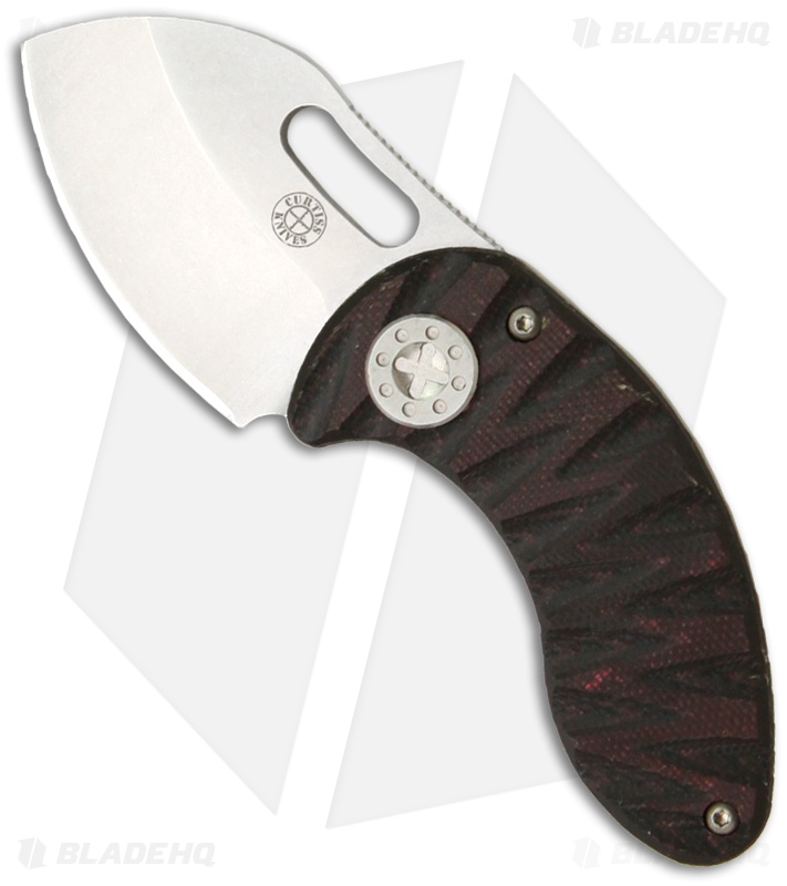 Curtiss Custom Knives Nano Framelock Folder Knife Black/Red G10 (1.75" Plain)