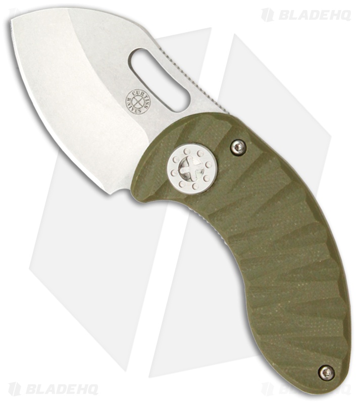 Curtiss Custom Knives Nano Framelock Folder Knife w/ Green G10 (1.75" Plain)