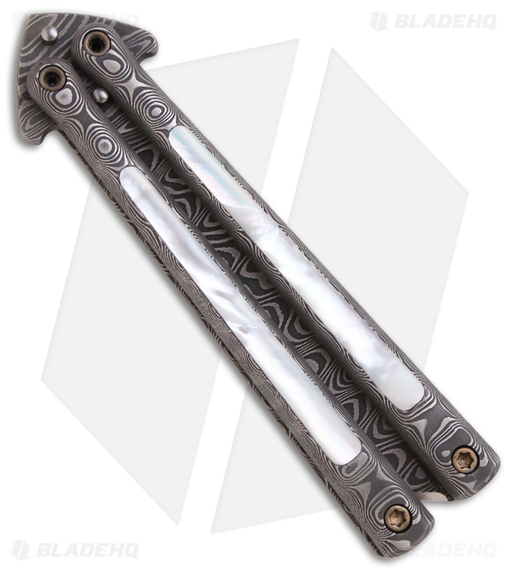 DDR Darrel Ralph Custom Venturi Butterfly Balisong Knife Pearl Inlay (Damascus)