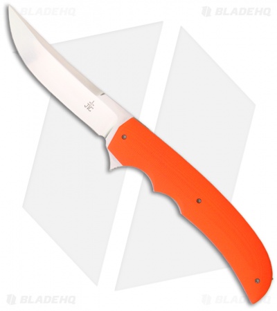 Jason Clark Custom Up-Swept Framelock Flipper Orange G10 Knife (3.5" Satin)