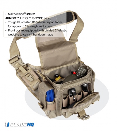 Maxpedition Black Jumbo L.E.O. S-Type Versipack Shoulder Sling Pack Bag 9852B