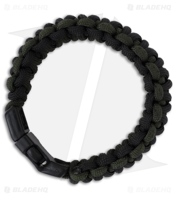 Knot Boys 1" Double Paracord Survival Bracelet Fat Boy (Black/Green)