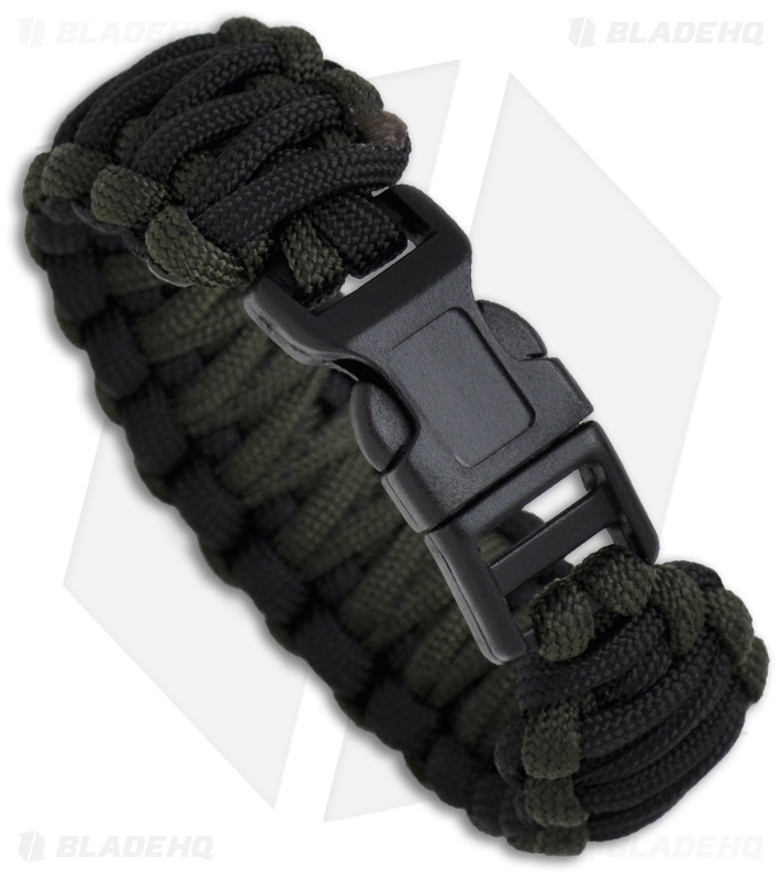 Knot Boys 1" Double Paracord Survival Bracelet Fat Boy (Black/Green)