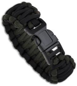 Knot Boys 1" Double Paracord Survival Bracelet Fat Boy (Black/Green)