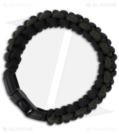 Knot Boys 1" Double Paracord Survival Bracelet Fat Boy (Black/Green)
