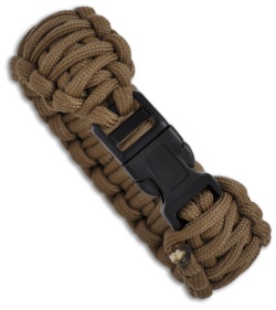 Knot Boys 1" Double Paracord Survival Bracelet Fat Boy (Coyote Brown)