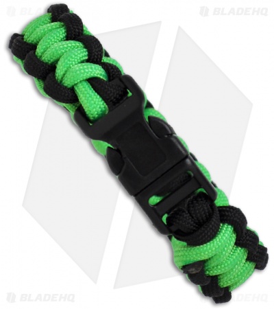 Knot Boys 3/4" Single Paracord Survival Bracelet (Green/Black)