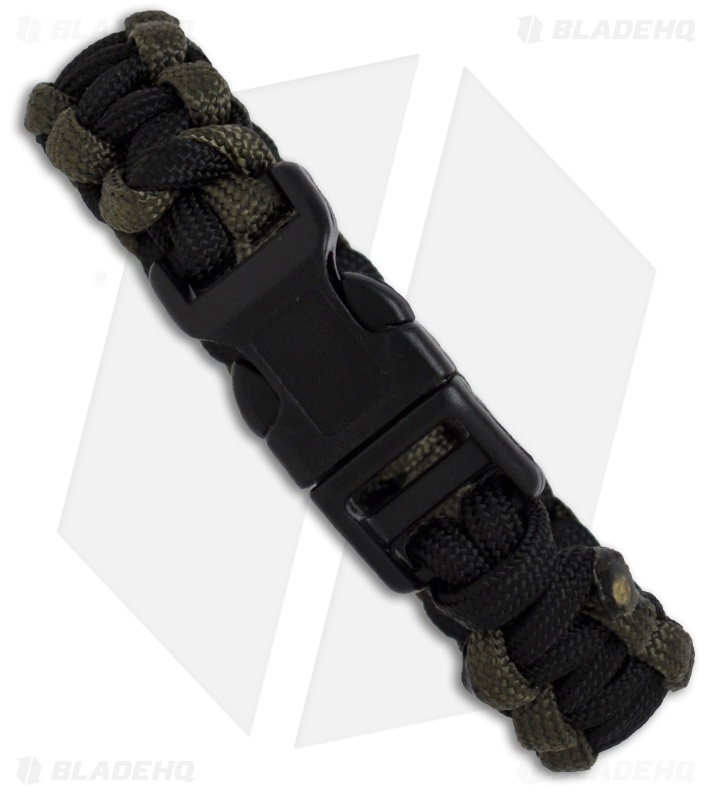 Knot Boys 5/8" Single Paracord Survival Bracelet (Black/OD Green)