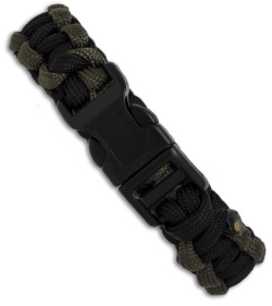 Knot Boys 5/8" Single Paracord Survival Bracelet (Black/OD Green)