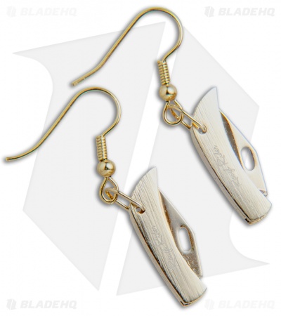 Rough Rider Miniature Folding Knife Earrings - Gold