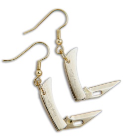 Rough Rider Miniature Folding Knife Earrings - Gold