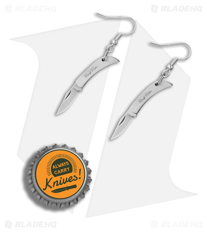 Rough Rider Miniature Folding Knife Earrings - Silver