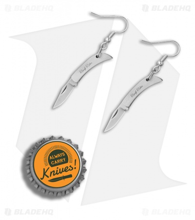Rough Rider Miniature Folding Knife Earrings - Silver