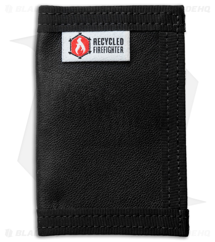 Recycled Firefighter Rookie U.S. Combat Boot Leather Wallet (Black/Black)