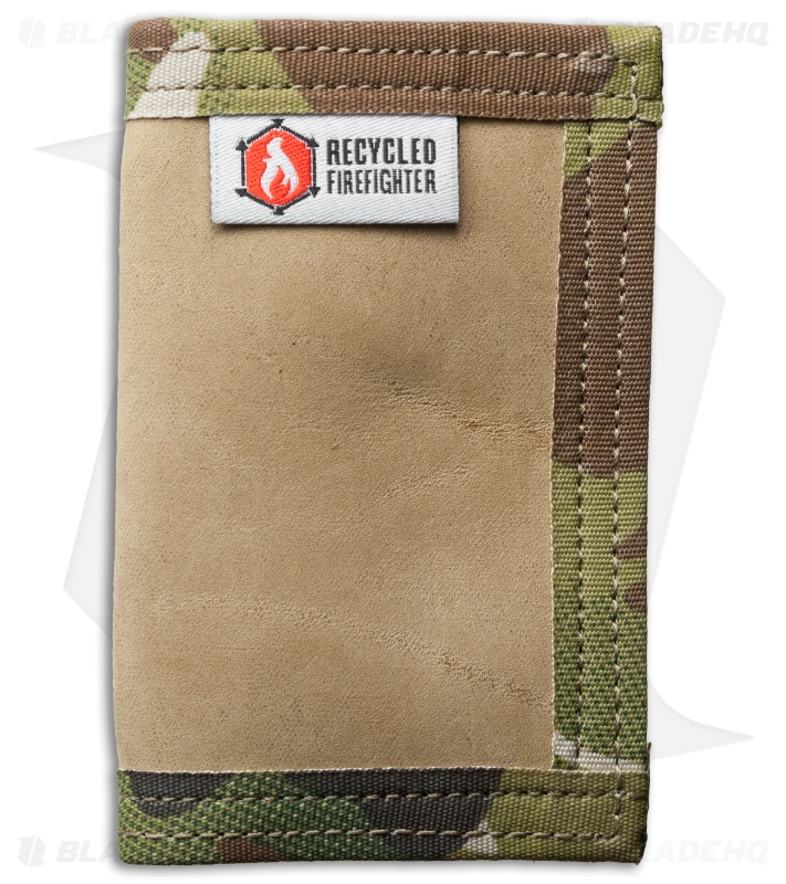 Recycled Firefighter Rookie U.S. Combat Boot Leather Wallet (Tan/Green Camo)