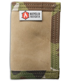 Recycled Firefighter Rookie U.S. Combat Boot Leather Wallet (Tan/Green Camo) 