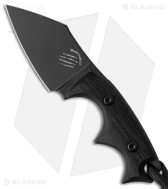 Bastinelli BB Drago Cutter V2 Fixed Blade Neck Knife Black G-10 (2" Black PVD)