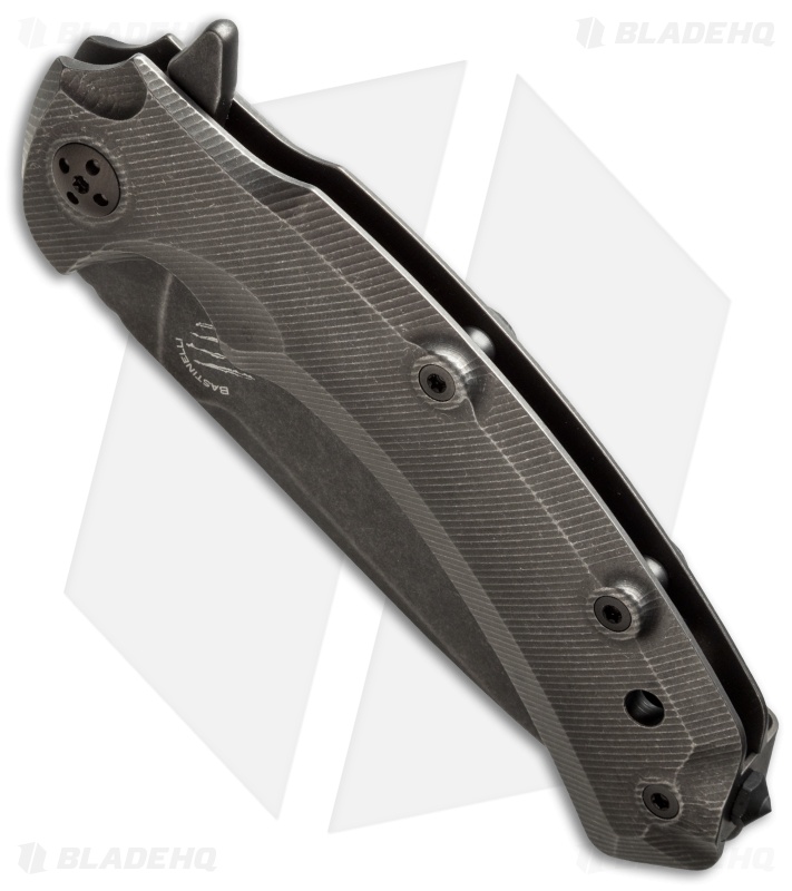Bastinelli Safe Frame Lock Flipper Knife Titanium (3.6" Black SW)